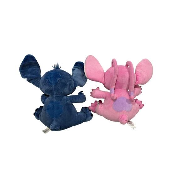 14" DISNEY STORE EXCLUSIVE LILO & STITCH STITCH AND ANGEL PINK LOT OF 2 PLUSH - Picture 4 of 8